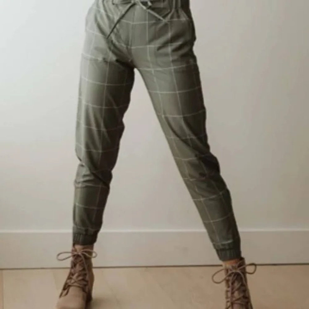 Albion Jettseter pants in green windowpane print